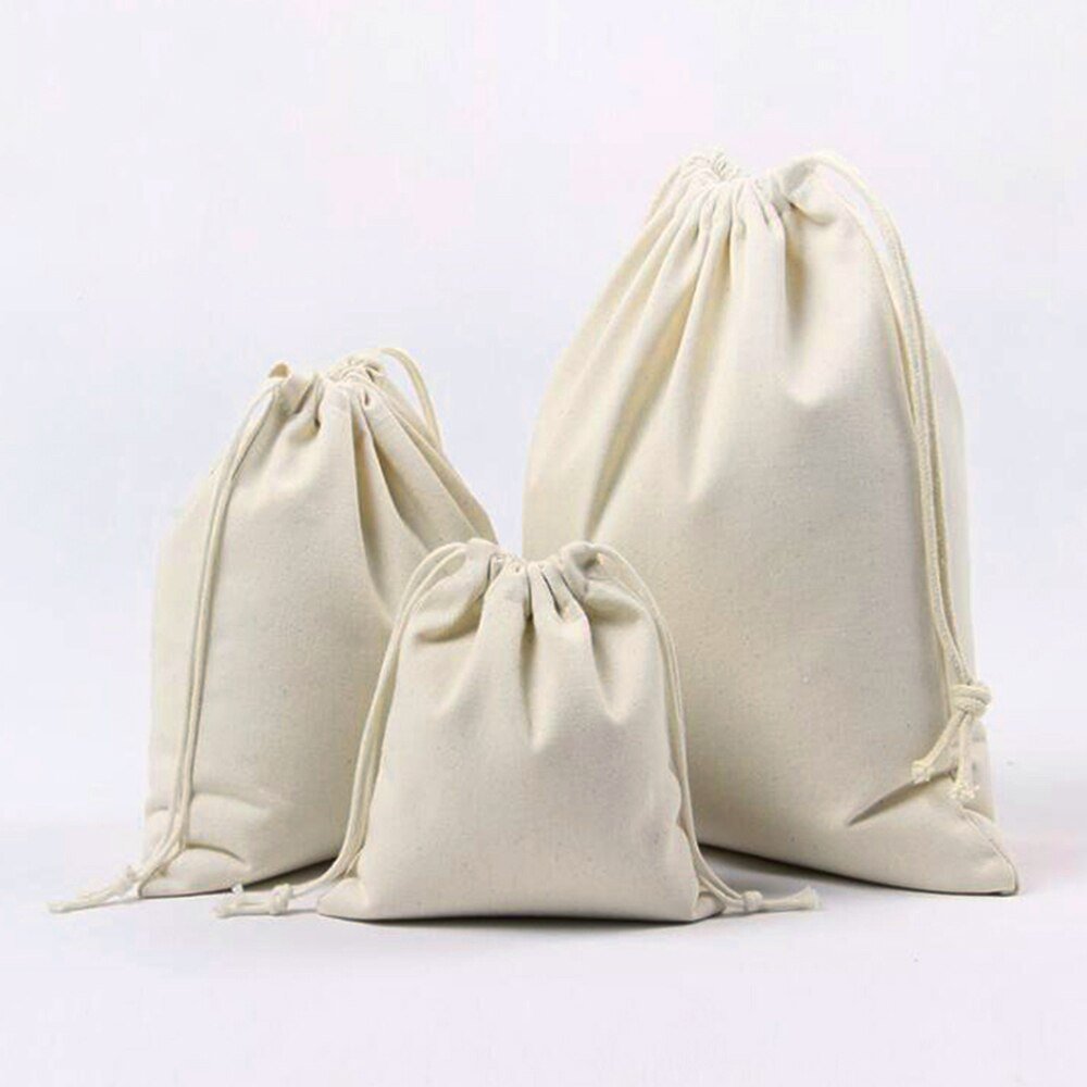 10pcs/set Cotton Drawstring Bag Reusable Handmade Linen Bag Small ...