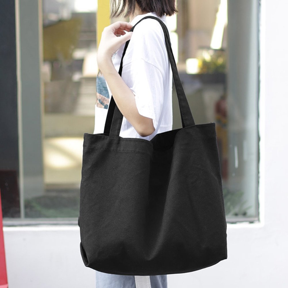 Solid Color Canvas Zipper Bag Casual Female Shoulder Eco Travel Mom ...